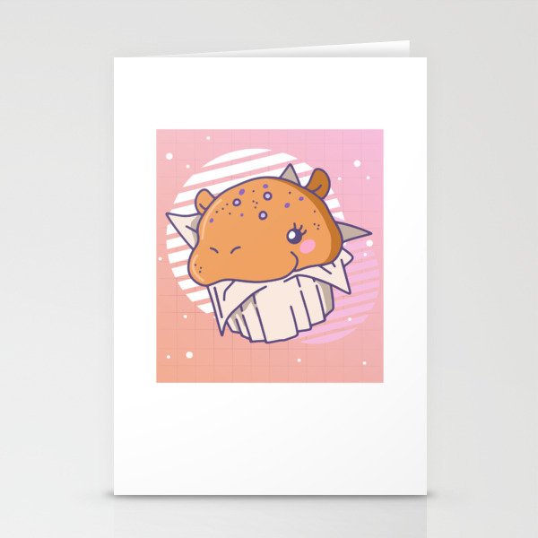 Funny Hippo Cupcake Cute Kawaii Aesthetic Stationery Cards