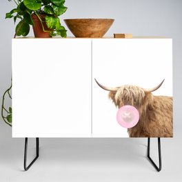 Highland Cow Blowing Bubble Gum by Zouzounio Art Credenza