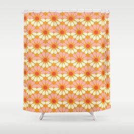 Retro Flowers Vintage Geometric Shower Curtain