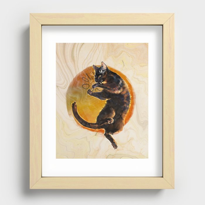 Arlo's black cat - alt version Recessed Framed Print