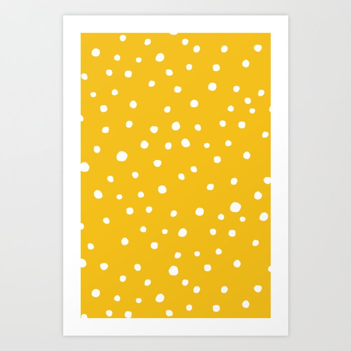Doodle Dots - Mustard Yellow Art Print