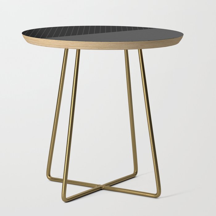 Elegant Pinstripes and Triangles Black Gray Grey Charcoal Side Table