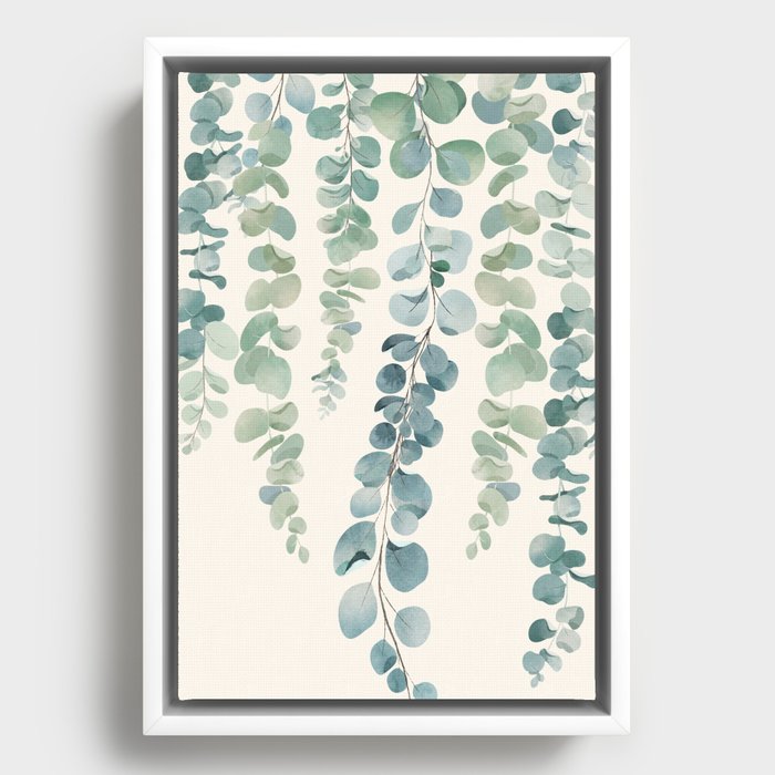 Watercolor Eucalyptus Leaves Framed Canvas