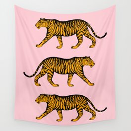 Tigers (Pink and Marigold) Wall Tapestry