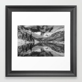 Aspen Colorado's Maroon Bells Mountain Peaks - Black and White Framed Art Print
