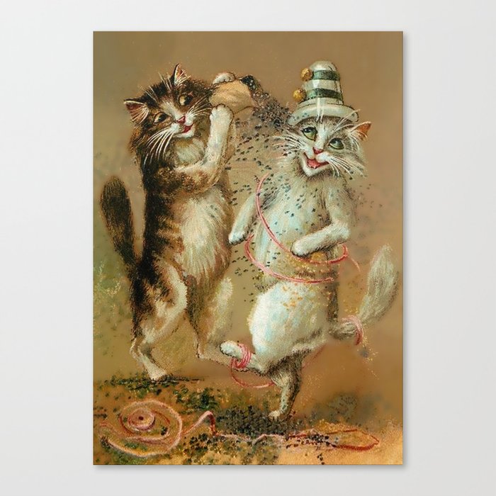 “Cat Party with Confetti” by Maurice Boulanger Canvas Print