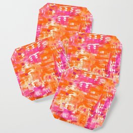 Abstract Painting In Pink and Orange Coaster