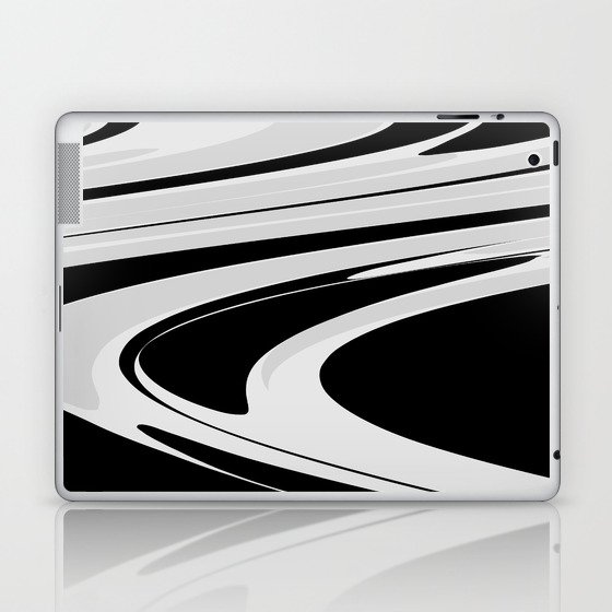Abstraction_LIQUID_WATER_STREAM_GALAXY_BLACK_WHITE_POP_ART_0721D Laptop & iPad Skin