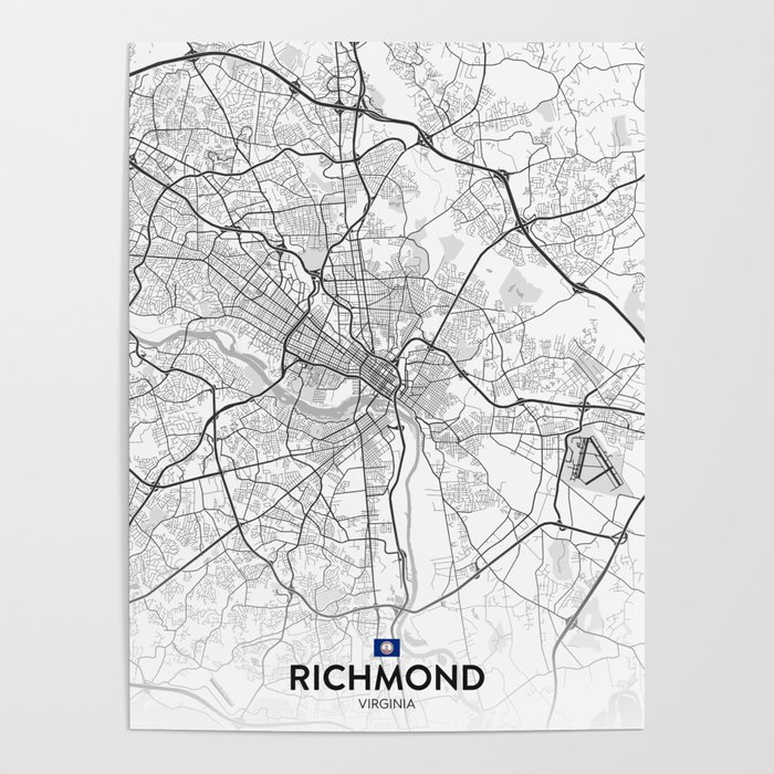 Richmond, Virginia, United States - Light City Map Poster
