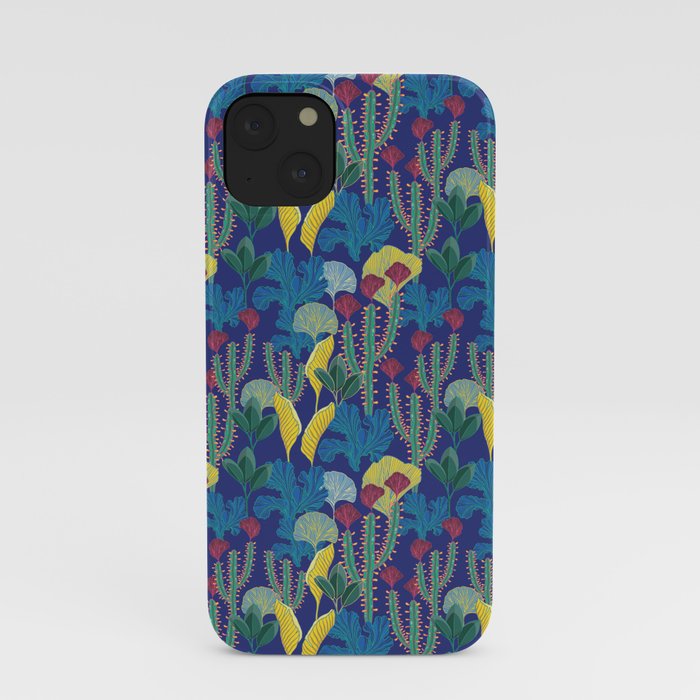 Tropical blue pattern iPhone Case