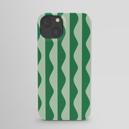 Retro Wavy Lines Pattern in Green iPhone Case