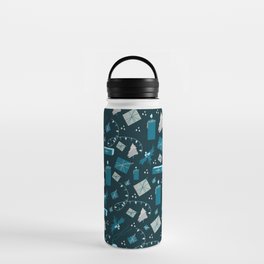 Blue And Silver Holiday Pattern Water Bottle