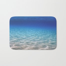 Underwater Blue Ocean, Sandy sea bottom Underwater background Bath Mat