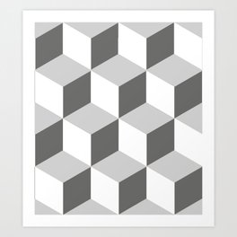 Classic geometric grey mid-century modern pattern Art Print