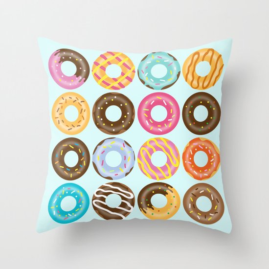 Donut Pattern Throw Pillow