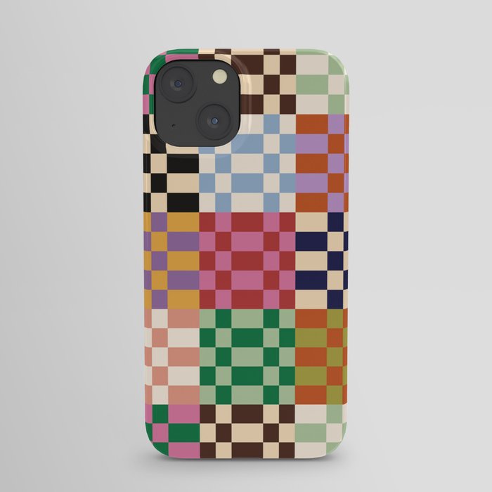 Retro 70s Colorful Patchwork Checkerboard iPhone Case
