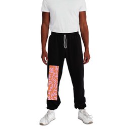 Distorted groovy checks pattern - orange pink jelly Sweatpants