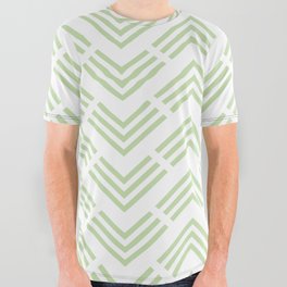 Green and White Chevron Rhombus Arrow Pattern Pairs Coloro 2022 Popular Color Aloe Gel 058-83-18 All Over Graphic Tee