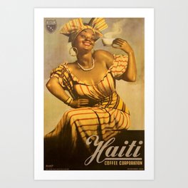 Vintage Haitian Island Coffee Corporation Advertisement Poster Ad Art Print