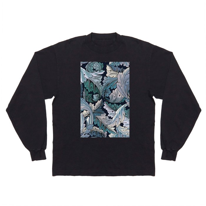 Art Nouveau William Morris Blue Acanthus Leaves Long Sleeve T Shirt