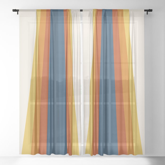 Bright 70's Retro Stripes Sheer Curtain