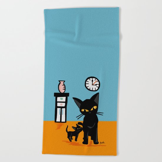 With a little boy Beach Towel