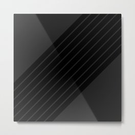 Black on Dark Grey Minimal Abstract Classic Retro Stripes Metal Print
