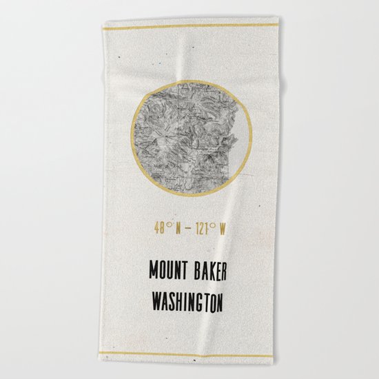Mount Baker Washington Location Map Print Beach Towel