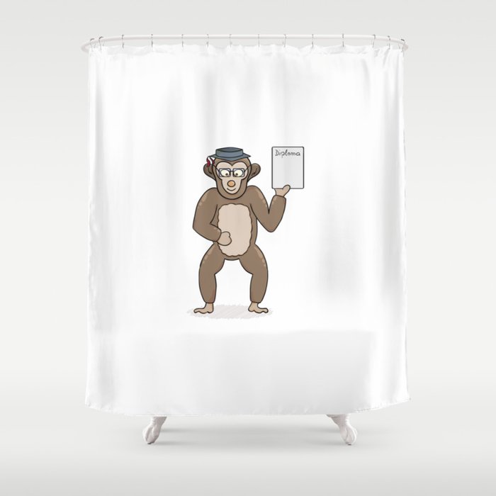 Clever Monkey With Diploma Shower Curtain By Radekmuhl Society6