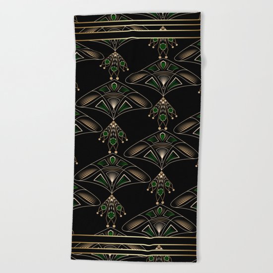 Art Deco "Emeralds " Beach Towel