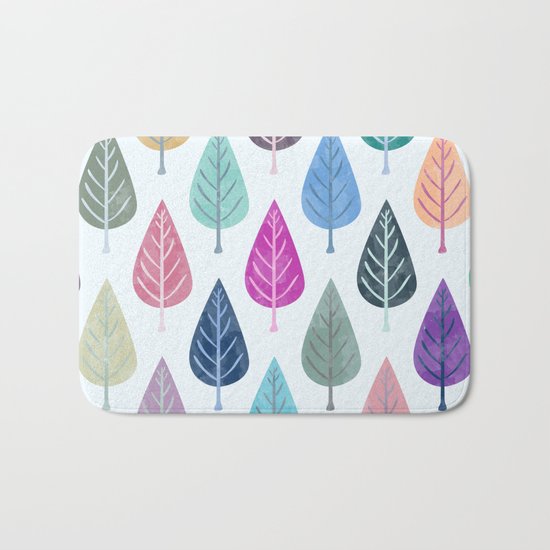 Watercolor Forest Pattern III Bath Mat