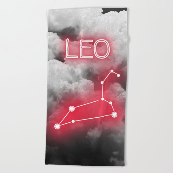 Neon Leo Constellation Beach Towel
