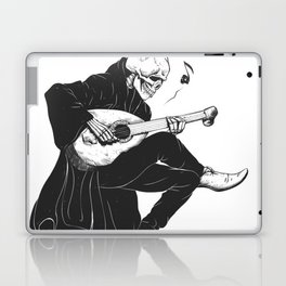 Minstrel playing guitar,grim reaper musician cartoon,gothic skull,medieval skeleton,death poet illus Laptop Skin