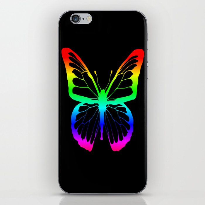 Rainbow Outline Butterfly iPhone Skin