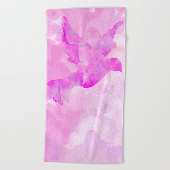 Abstract Flying Dove Beach Towel