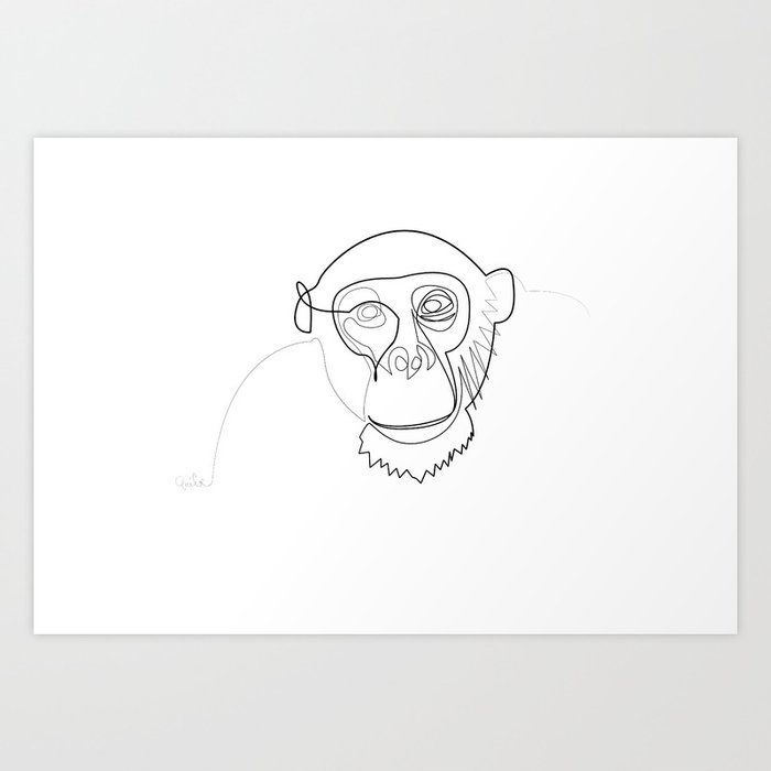 one line monkey art