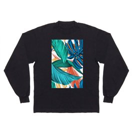 Leaves Tropical Summer Exotic Green Plant Palm Long Sleeve T-shirt