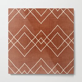 Nudo in Rust Metal Print | Print, Abstract, Fabric, Curated, Graphicdesign, Drawing, Tribal, Bohemian, Minimalist, Rust 