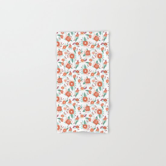 Autumn Fall florals cute winter christmas theme pattern print Hand & Bath Towel
