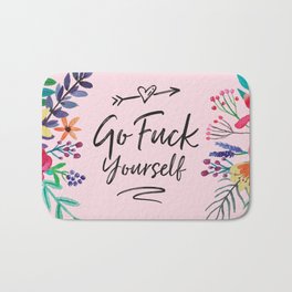 Go Fuck Yourself Floral Mug Bath Mat | Flowers, Pink, Mug, Handwriting, Millenialpink, Gift, Graphicdesign, Funny, Hipster, Watercolor 