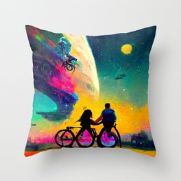 a bicycle in nowhere. Throw Pillow