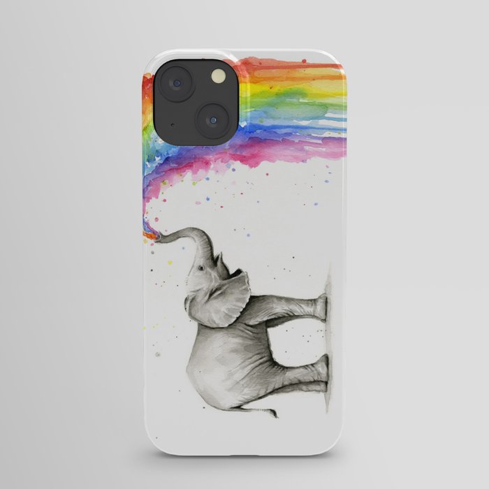 Baby Elephant Spraying Rainbow iPhone Case