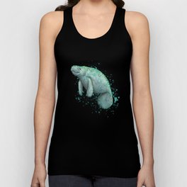 "Mossy Manatee" by Amber Marine ~ Watercolor & Ink Painting, (Copyright 2016) Tank Top