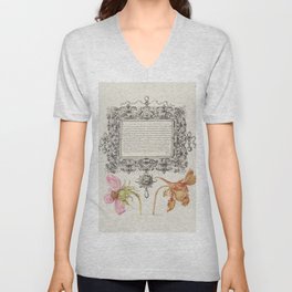 Vintage calligraphic floral art V Neck T Shirt