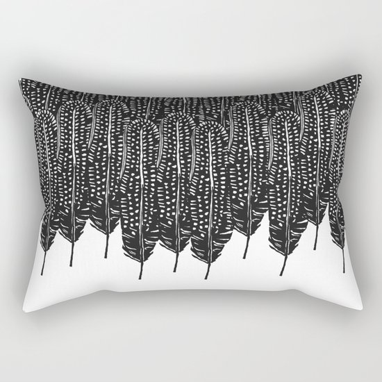 Black & White Feather Wilderness Rectangular Pillow