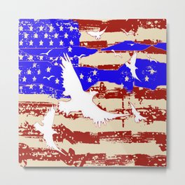 RED-WHITE-BLUE EAGLES & PATRIOTISM FLAG Metal Print | Pattern, Julyflag, Birdart, Flagart, Eagles, Digital Manipulation, Redwhite Blue, Flag, 4Thart, Julypartyart 