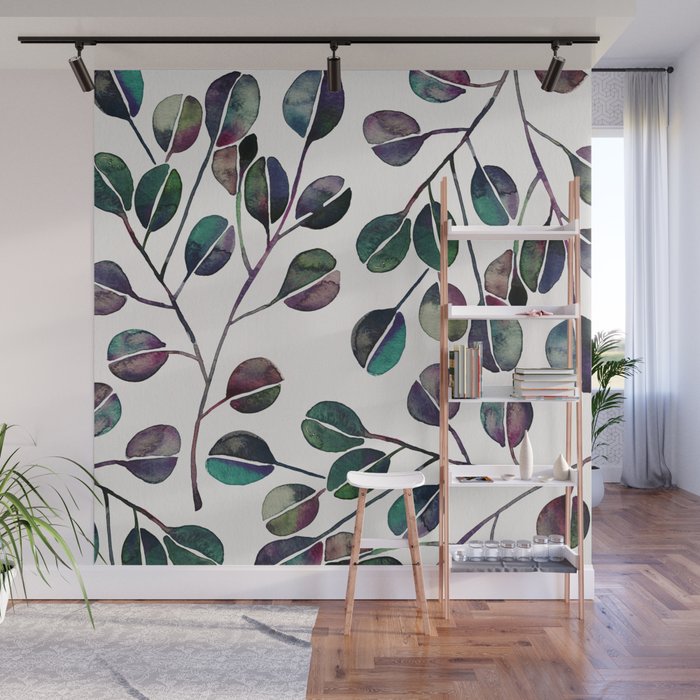Silver Dollar Eucalyptus – Deep Cool Palette Wall Mural