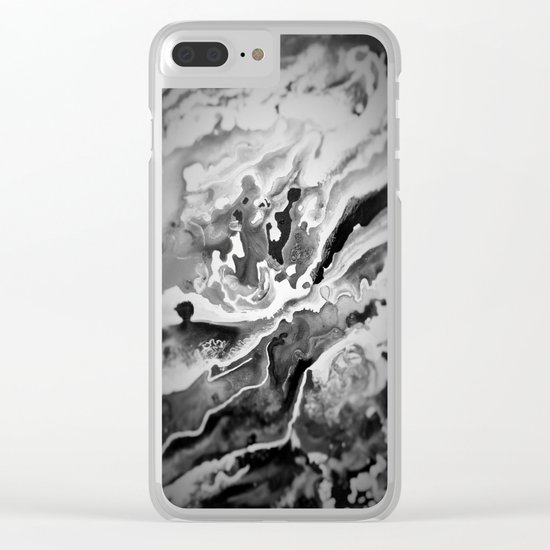 Deep Sea Black Focus Marble Clear iPhone Case