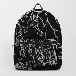 Birch. tree leaves. nature, graphic art Backpack | Digital, Realism, Chalk Charcoal, Tree, Original, Print, Design, Drawing, Whiteink, Blackcardboard 