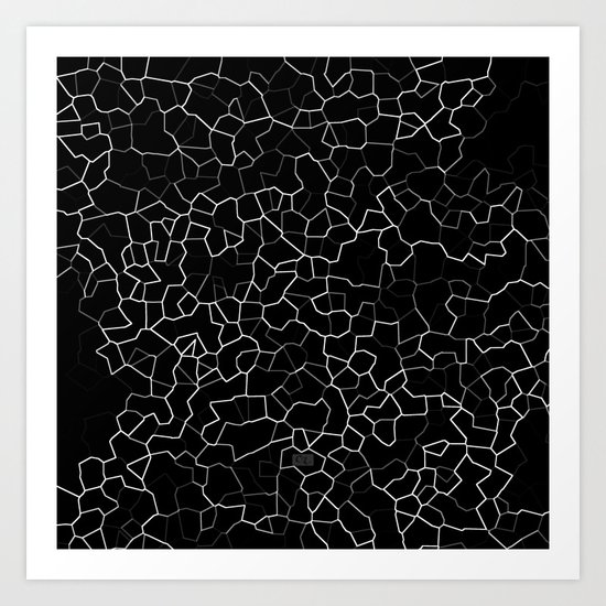 White on Black Crackle Art Print